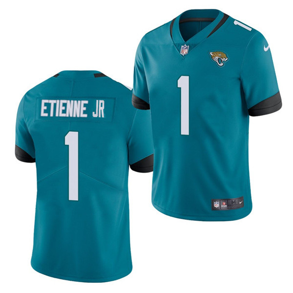 Men's Jacksonville Jaguars #1 Travis Etienne 2021 Teal Vapor Untouchable Limited Stitched Jersey Men's Jacksonville Jaguars #1 Travis Etienne 2021 Teal Vapor Untouchable Limited Stitched Jersey